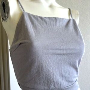 NWOT ZARA Womens Square Neck Cropped Spaghetti Tie Top, Lilac/Light Purple, S